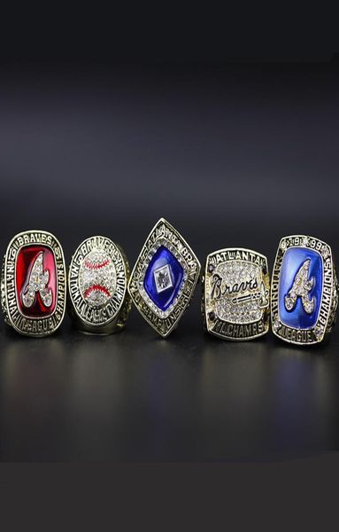 

5pcsset 1991 1992 1995 1996 1999 atlanta b r a v e s baseball world championship ring whole drop 1792861
