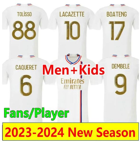 

2023 maillot lyonnais 23 24 soccer jerseys fans player version cherki aouar maillots de futol sarr dembele barcola tolisso lovren football s, Black;yellow