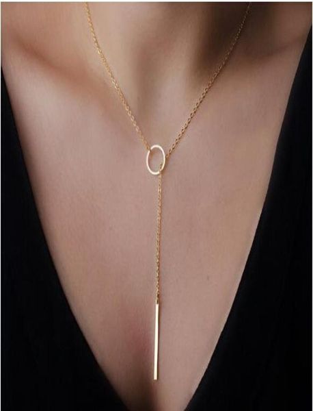 

simple design circle pendant necklace european style women girls chain necklaces fashion silver alloy charm necklaes jewelry7850667