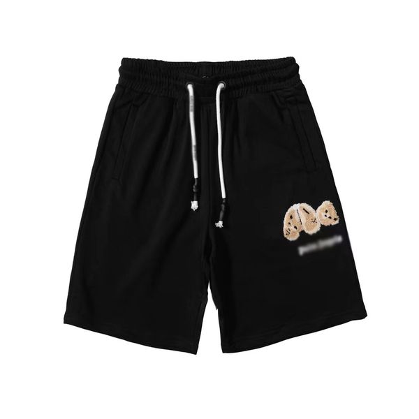 

p's new angel decapitated teddy bear alphabet print drawstring men's shorts inverted design technology wool fashion pants, White;black
