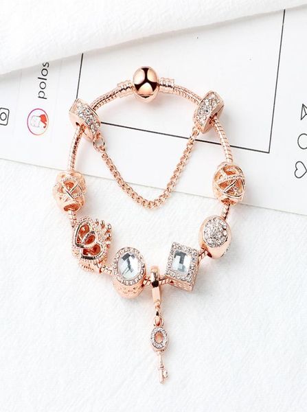 

new fashion magic beads bracelet 925 silver bracelet love key pendant magic beads bracelet gold beads as jewelry gifts6484037, Black
