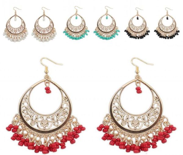 

women039s earrings ladies039 bohemian ethnic style hollow beaded tassel earrings western style creative metal water drops sh2849605, Silver