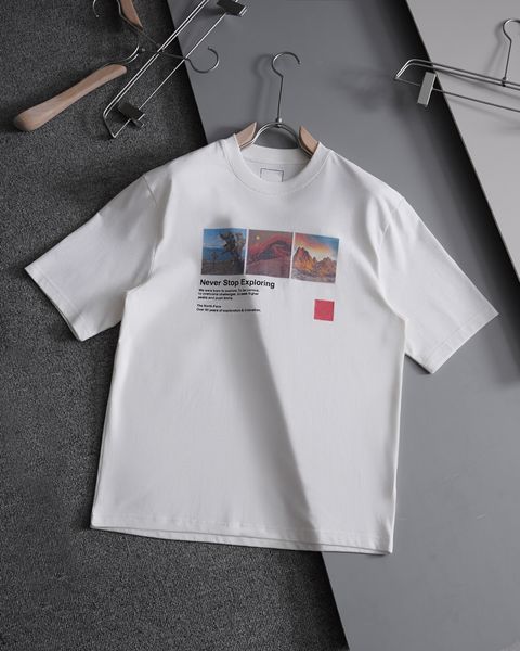 

designer t shirt men tshirt brand fashion leisure tees mans shirt summer vintage landscape pattern alphabet print double cotton yarn plain g, White;black