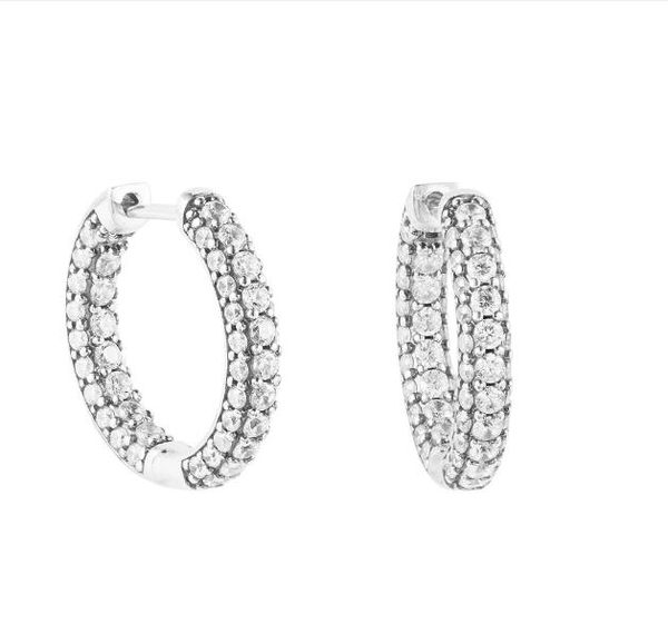 

2023 new timeless pave single-row hoop earring 925 sterling silver crystals earrings for women jewelry ear brincos pendientes ing, Golden;silver