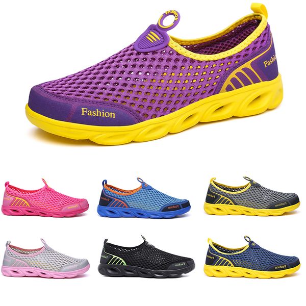 

running shoes breathable slip-on women men black green dark gray pink purple trainers outdoor sports sneakers