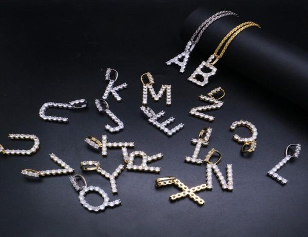 

hip hop iced out custom name letter pendant necklaces zircon alphabet charm pendants necklace hiphop jewelry wjl35256033397, Silver