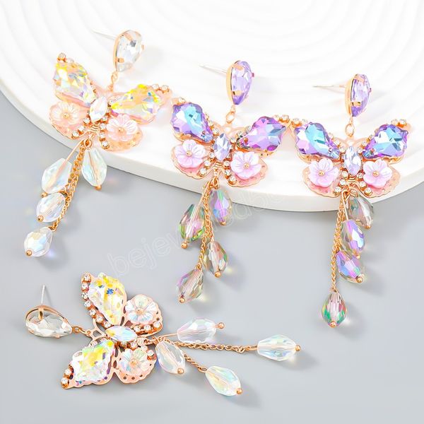

fashion metal butterfly resin earrings women's exaggerated elegant dangle earings banquet jewelry accessories, Silver