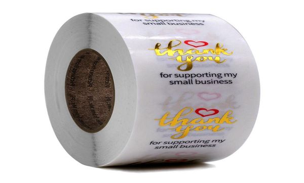 

500pcsroll quotthank you for supporting my small businessquot kraft gold foil stickers transparent handmade sticker2501843