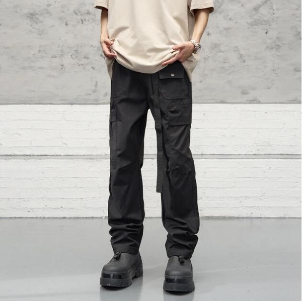 

cargo trousers 2023 multi pockets straight pants for men casual cargo pants, Black