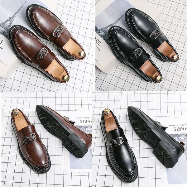

luxury brands new men shoes black brown cowhide loafers classic comfortable casual business shoes gentleman round toe leather shoes size 38-