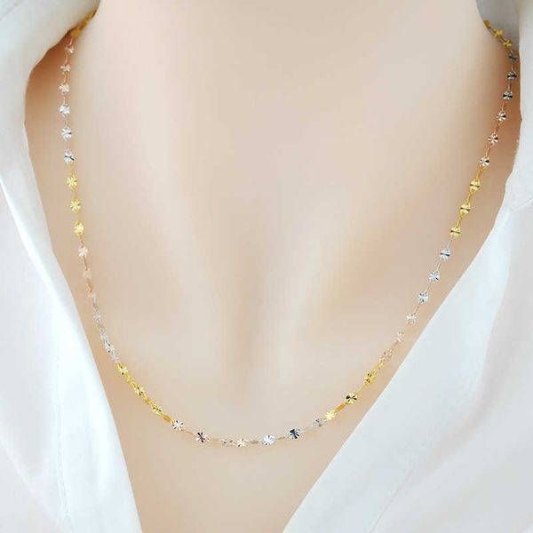 

necklace female silver plated colorful rose hair coat chain silver jewelry simple collar chain female pure silver without pendant, Black