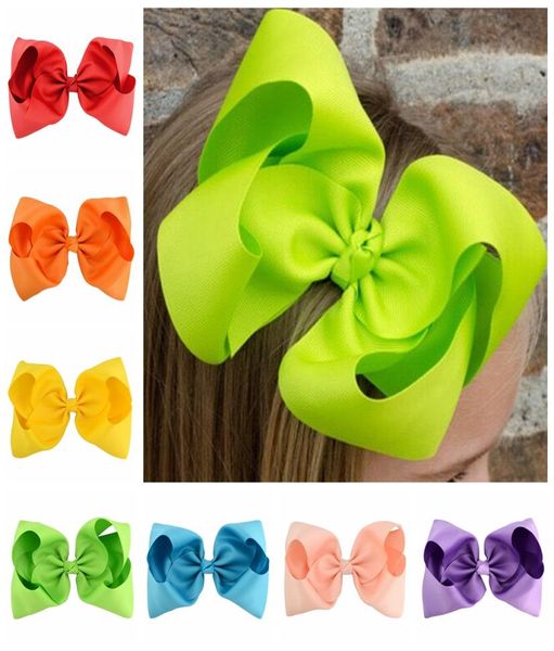 

baby 8 inch grosgrain ribbon bow barrettes hairpin clips girls large bowknot barrette kids hair boutique bows children hair access3635089, Slivery;white