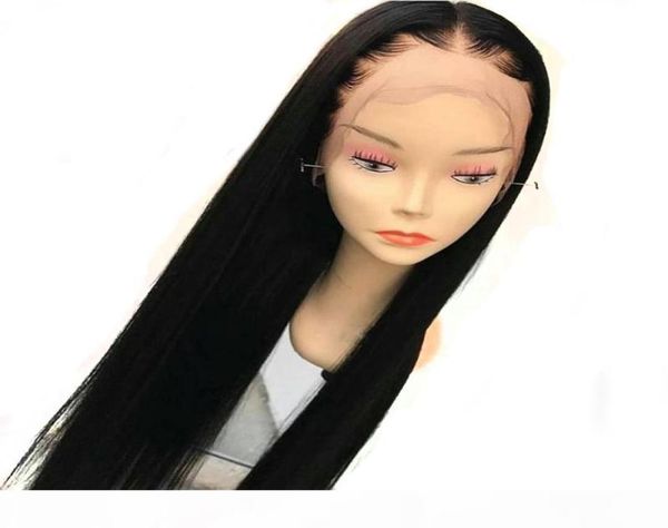 

human hair lace front wig 30 inch long silky straight glueless virgin brazilian 30 in full lace human wigs for black women3937041, Black;brown