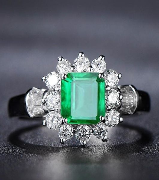 

wong rain vintage 100 925 sterling silver emerald gemstone wedding engagement diamonds white gold ring fine jewelry whole 2018731514, Slivery;golden