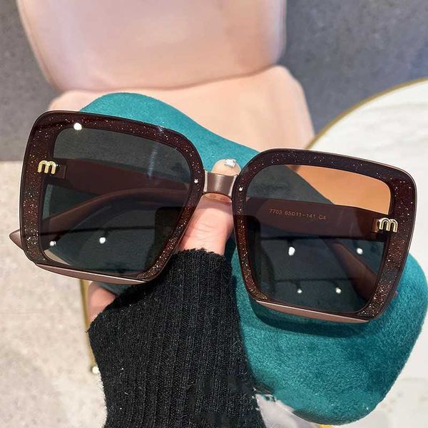 

new style with square inlaid glitter pink frame high-end and fashionable fashion website trendy sunglasses, White;black