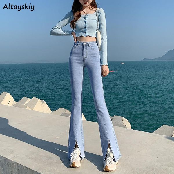 

jeans flare jeans women vintage retro new streetwear ulzzang females harajuku slim allmatch high waist trendy casual design trouser, Blue
