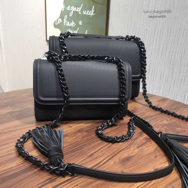 

shoulder bags luxurys handbags women matte black chain square tassel bag women designer real leather chain phone handbags 211220bagsmall68