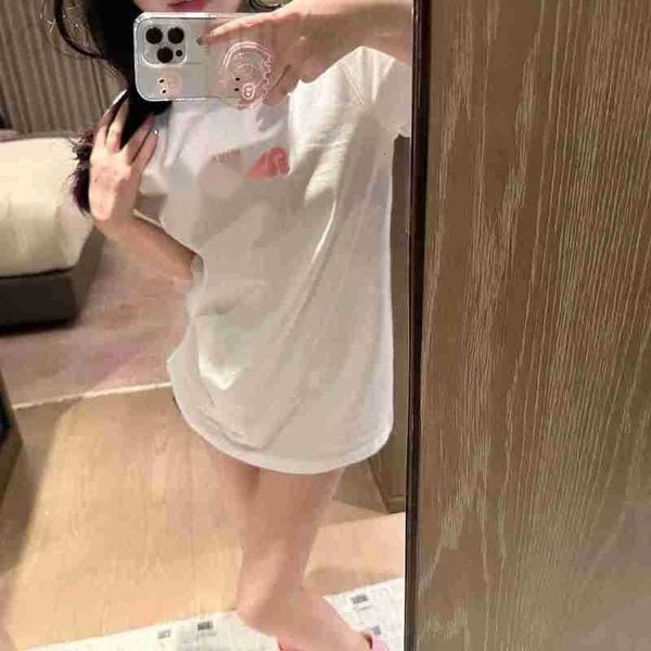 

women's polos designer new23ss summer new product embroidery plush letter round neck short sleeve t-shirt cotton comfortable versatile, White
