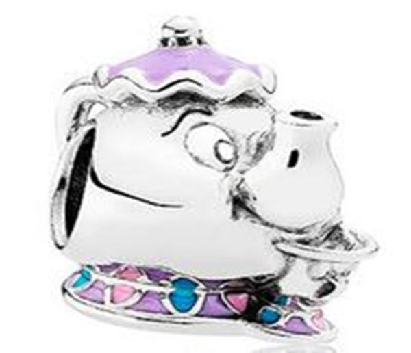

2017 spring 925 sterling silver mrs potts and chip charm bead with enamel fits european jewelry bracelets1501530, Black
