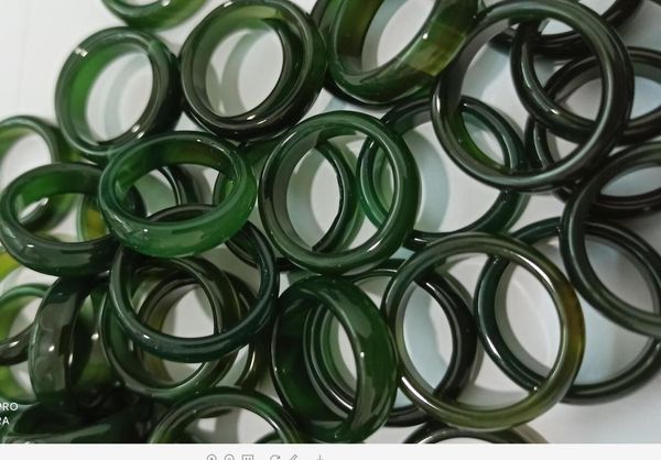 

natural green chalcedony agate rings ship ping01234563251987, Silver