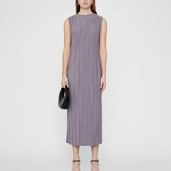 

2023 designer summer dress sleeveless slim fit knit cap shoulder sleeve side split hip wrap dress women designer robbes clothing, Black;gray
