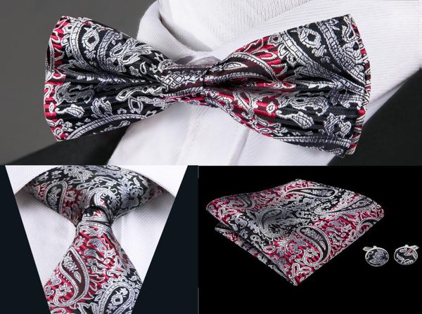 

hitie 100 silk mens tie novelty floral tie with bowtie woven with handkerchief cufflinks wedding dress fashion suit lh0703 d038923572, Black;blue