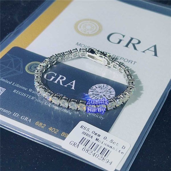 

wholesale 925 sterling silver diamond bracelet 5mm 6" 6.5" 7" 7.5" 8" 8.5" 9" hiphop rock d/fl vvs moissa