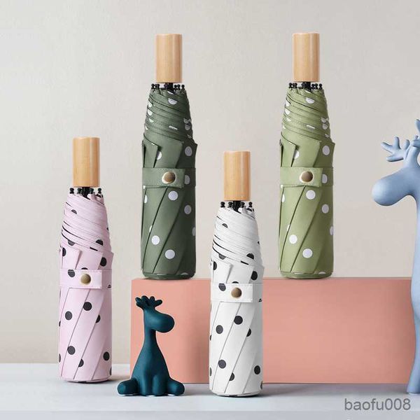 

umbrellas retro umbrella for women men girl students dual-purpose small fresh wooden handle umbrella mujer sombrillas r230607