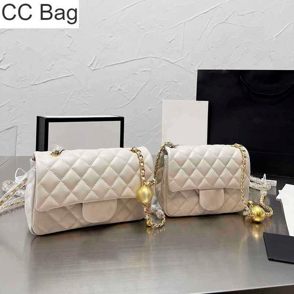 

cc bag 9a flap mini ladies crossbody designer bags solid color sheepskin classic handbags small golden ball adjuster chain shoulder bag diam, White