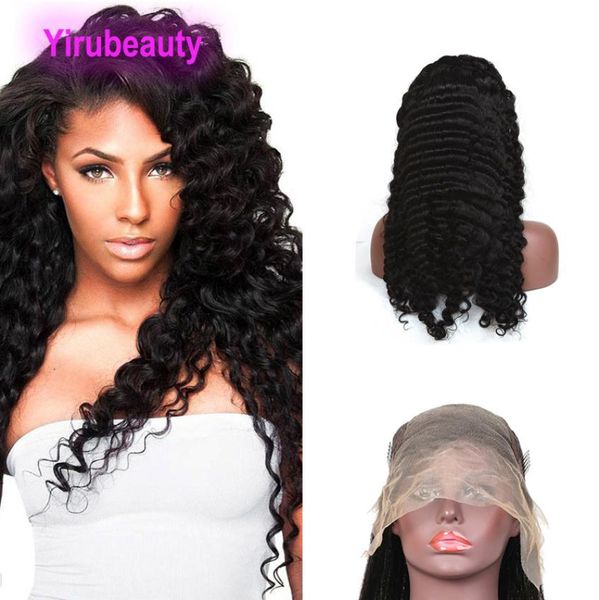 

136 lace front wig 22inch deep wave malaysian 100 human hair thirty by six wigs curly products part 22quot4801900, Black;brown