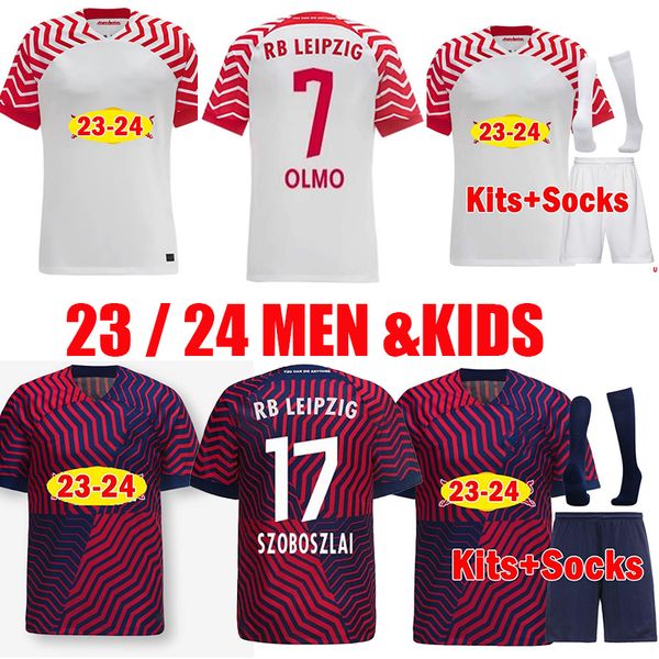 

23 24 nkunku rb silva soccer jersey leipzigs home away third poulsen forsberg 2023 2024 bundesliga sabitzer adams olmo football shirts men k, Black;yellow