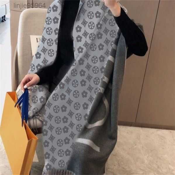 

fashion paris design 100% cashmere scarf men's and same brand letter scarf large shawl warm thickened wool 70cm x 180cm 1lhpk{category}, Blue;gray