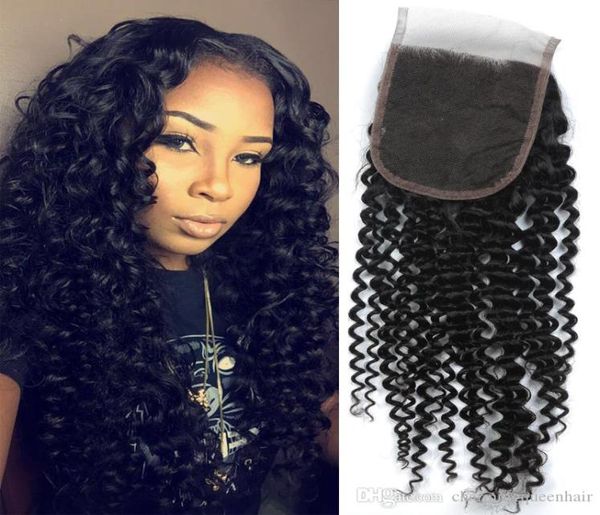 

kinky curly lace closure peruvian virgin hair natural color human hair extensions 1 piece closure longjia hair products6713975, Black;brown