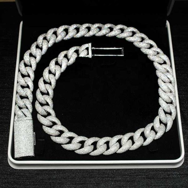 

hiphop rapper 20mm iced out moissanite 4 rows miami cuban link chain, Silver