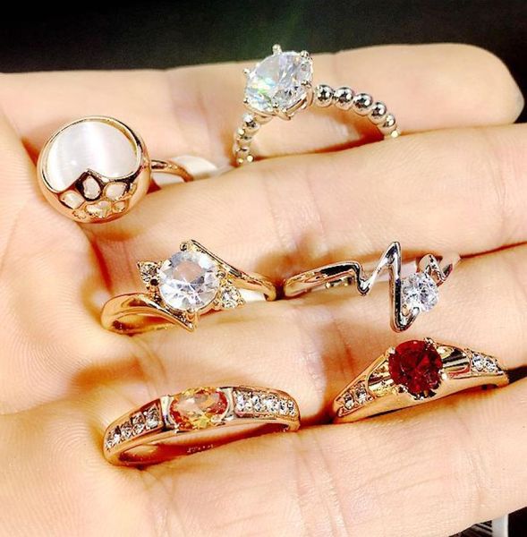 

50pcslot fashion love ring shiny diamond ring engagement wedding band rings for women mixed style party jewelry valentine039s 9182830, Silver