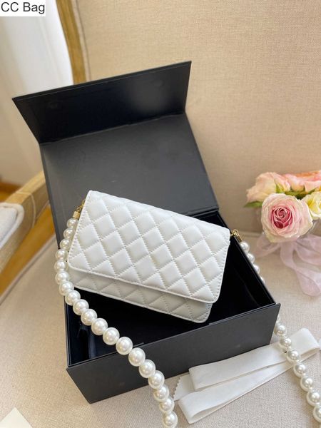 

cc bag 9a 22s designer bags wallets womens fashion small bag leather gold ball chain crossbody handbags pearl shoulder bag tote handbag for, White