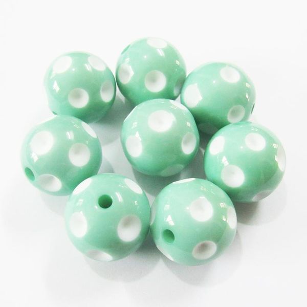 

crystal 20mm 100pcs/lot mint green/tq green polka dot beads for chunky jewelry