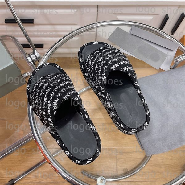 

new women men thick bottom slippers designer velvet soft botton indoor slides sandals fashion brand letter printed slipper, Black