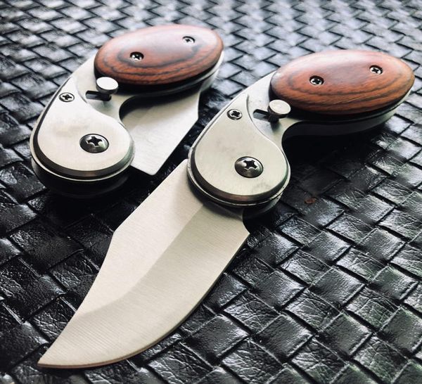 

tactical folding knife defense knive 440c blade wood handle camping hunting survival edc tool8630910