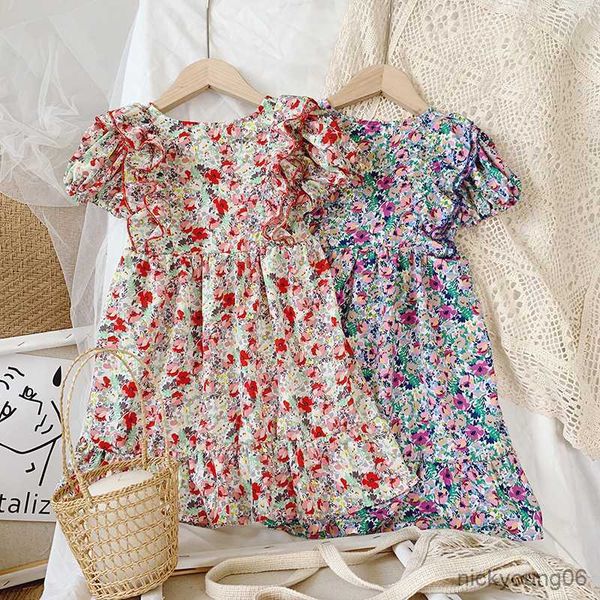

girl's dresses summer girl dress fancy princess for girls wedding frilled button children's clothing baby kids clothes r230607, Red;yellow