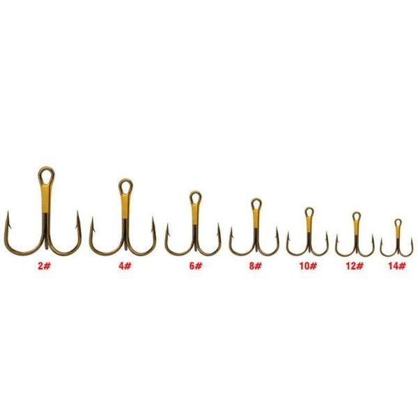 

baits 7size gold stainless steel fishing hook treble hooks with barb freshwater saltwat jllhez5442939