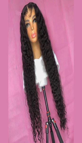 

cosplay synthetic lace wigs for black women with baby hair long curly 42 inch jet color front wig heat resistant5076440