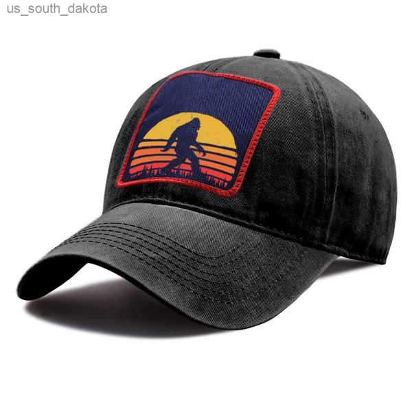 

retro bigfoot silhouette sun vintage print baseball cap outdoor hip hop snapback hat summer hats adjustable cotton caps l230523, Blue;gray
