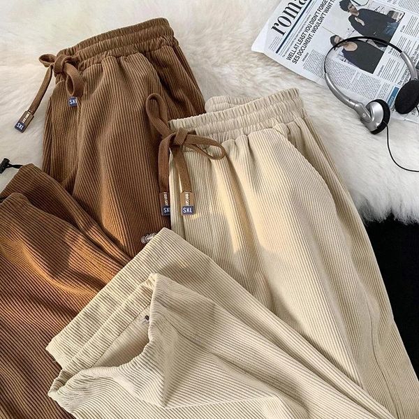

pants kpop men's sweatpants loose straight casual pants spring solid elastic waist versatile large wide leg sweatpants 3xl, Black