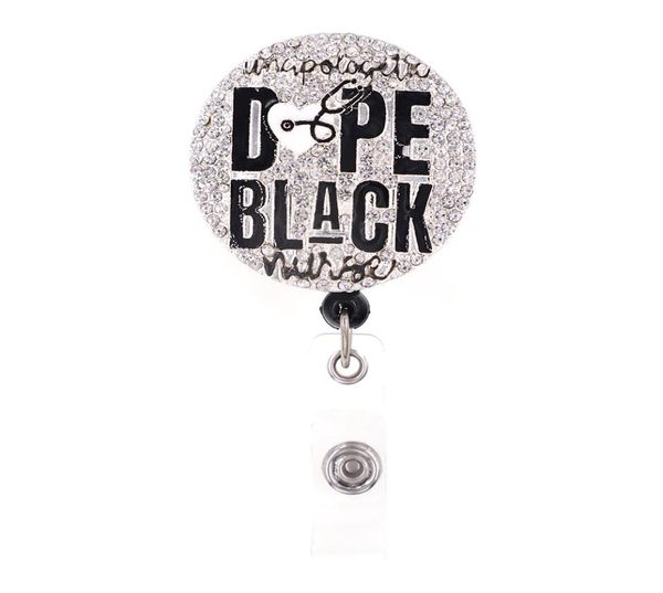

10pcslot new design whole crystal retractable black nurse badge holder for nurse gift worker office accessories id card badge1525726, Gray