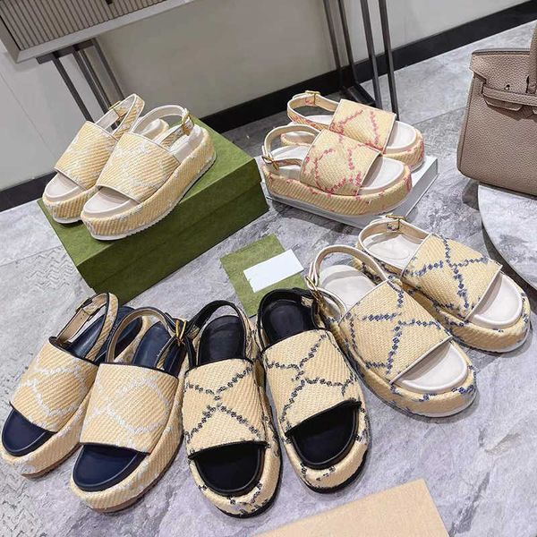 

women designer mens slides platform sandals flat slide beach slippers multicolor canvas linen fabric printing straps slipper classic sandals, Black