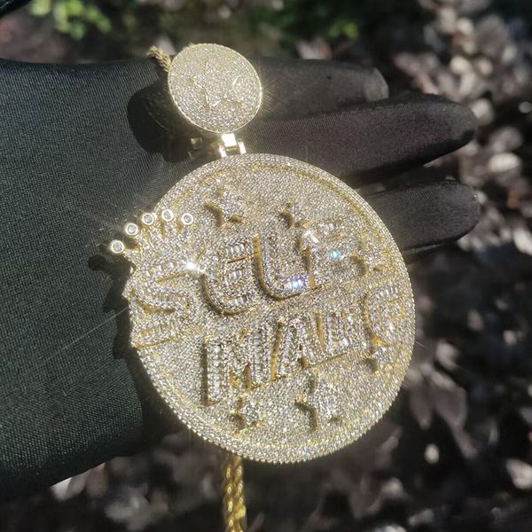 

self made letter iced out pendant for men bling cubic zirconia cz charm gold plated hip hop fashion jewelry, Silver