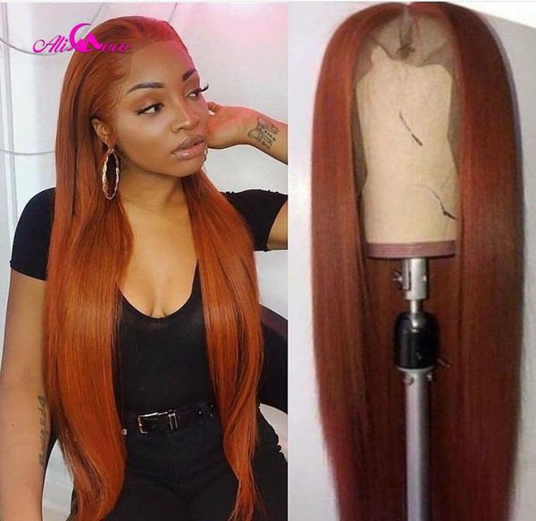 

transparent 28 30 inch brazilian straight human hair wig orange ginger ine lace part wigs remy human hair wigs pre plucked6373232, Black;brown