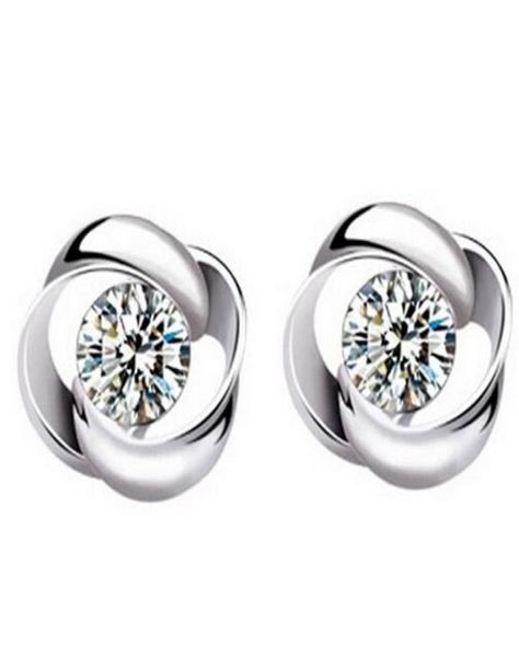 

high grade white gold plating austrian crystal stud earrings 925 sterling silver earrings for wedding party 6406396, Golden;silver
