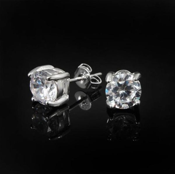 

2014 new design 925 sterling silver swiss cz diamond stud earrings fashion jewelry wedding gifts4039494, Golden;silver